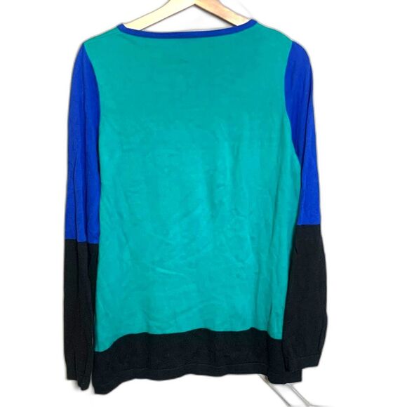 Vince Camuto Green Blue Colorblock Sweater Size Large - Picture 6 of 9